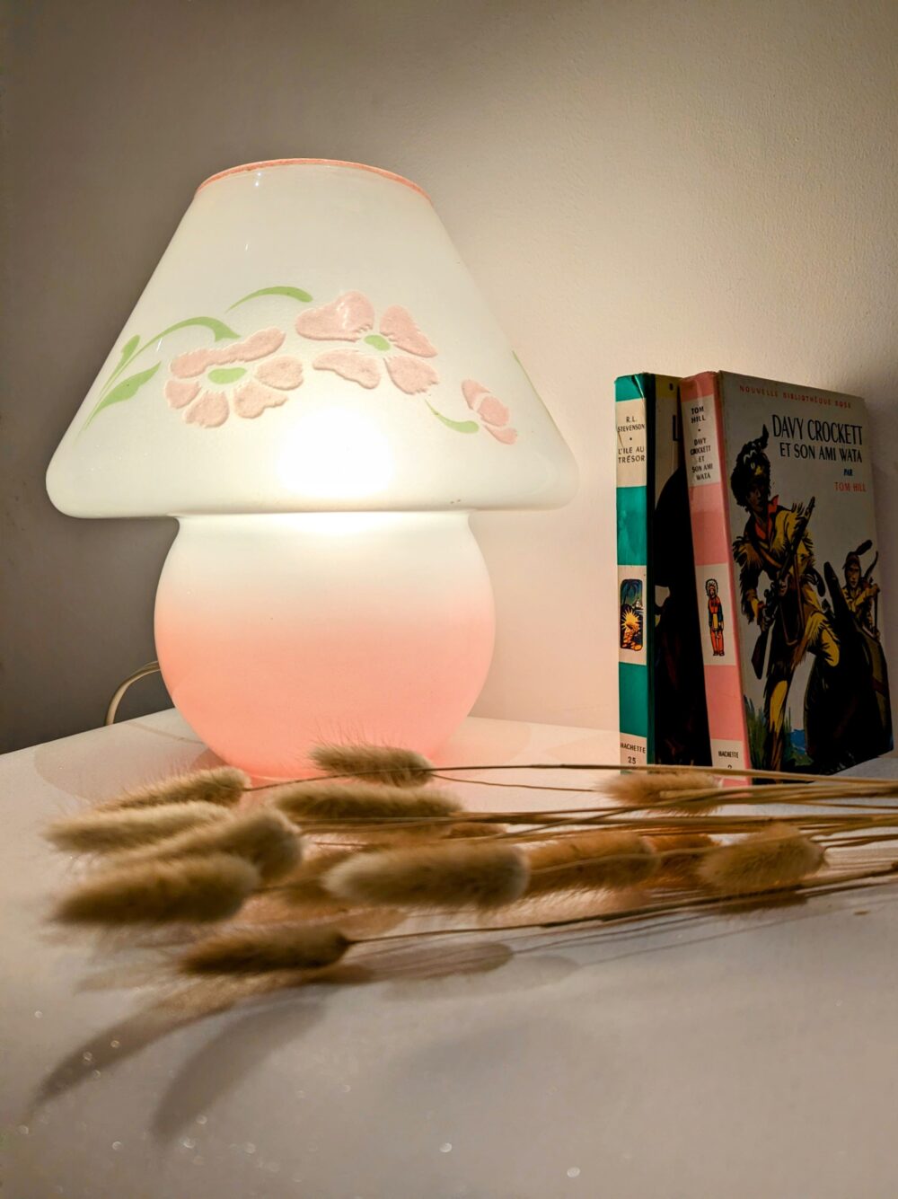 Lampe champignon en verre