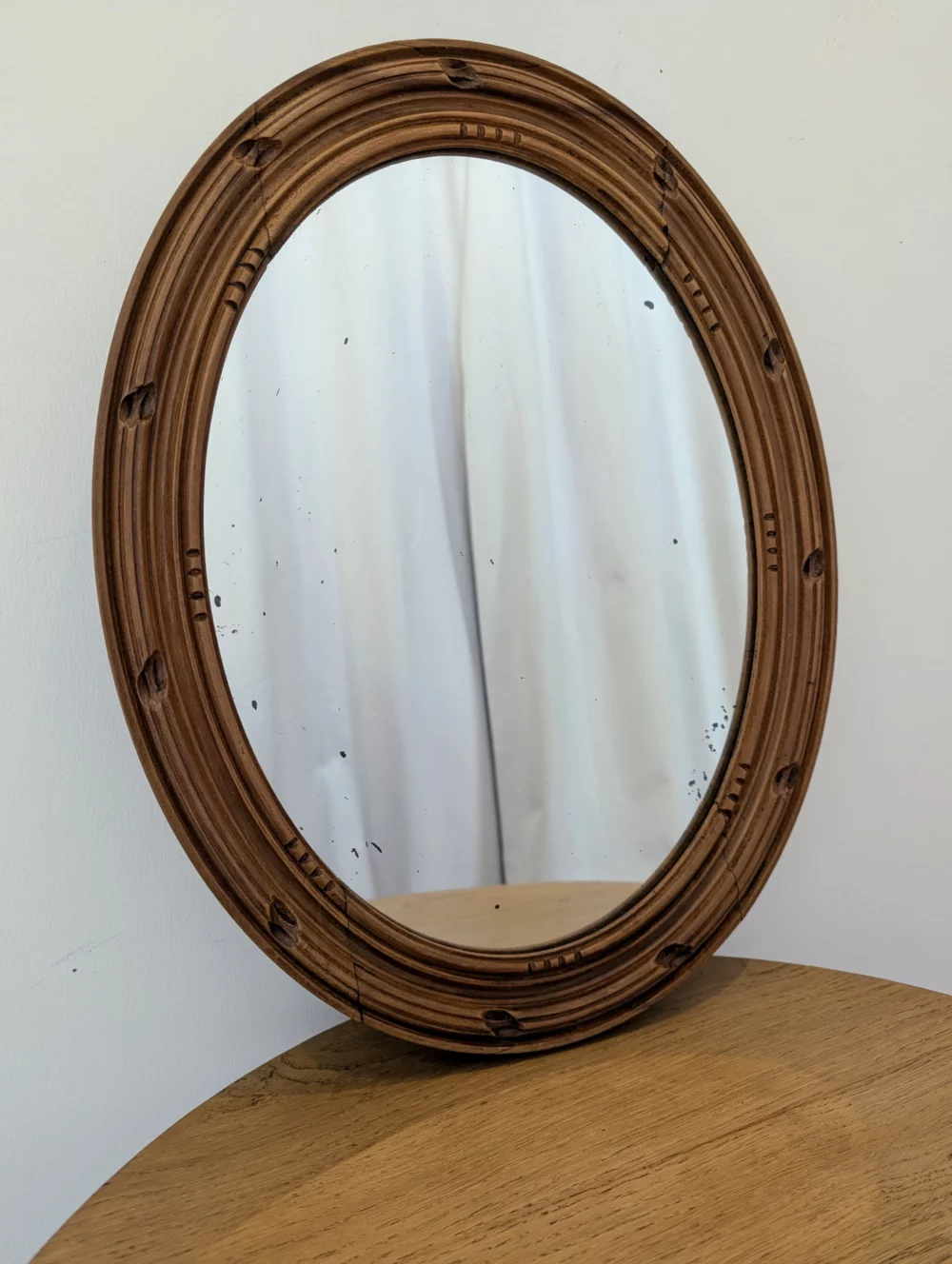 Ancien miroir en bois ovale – Image 8