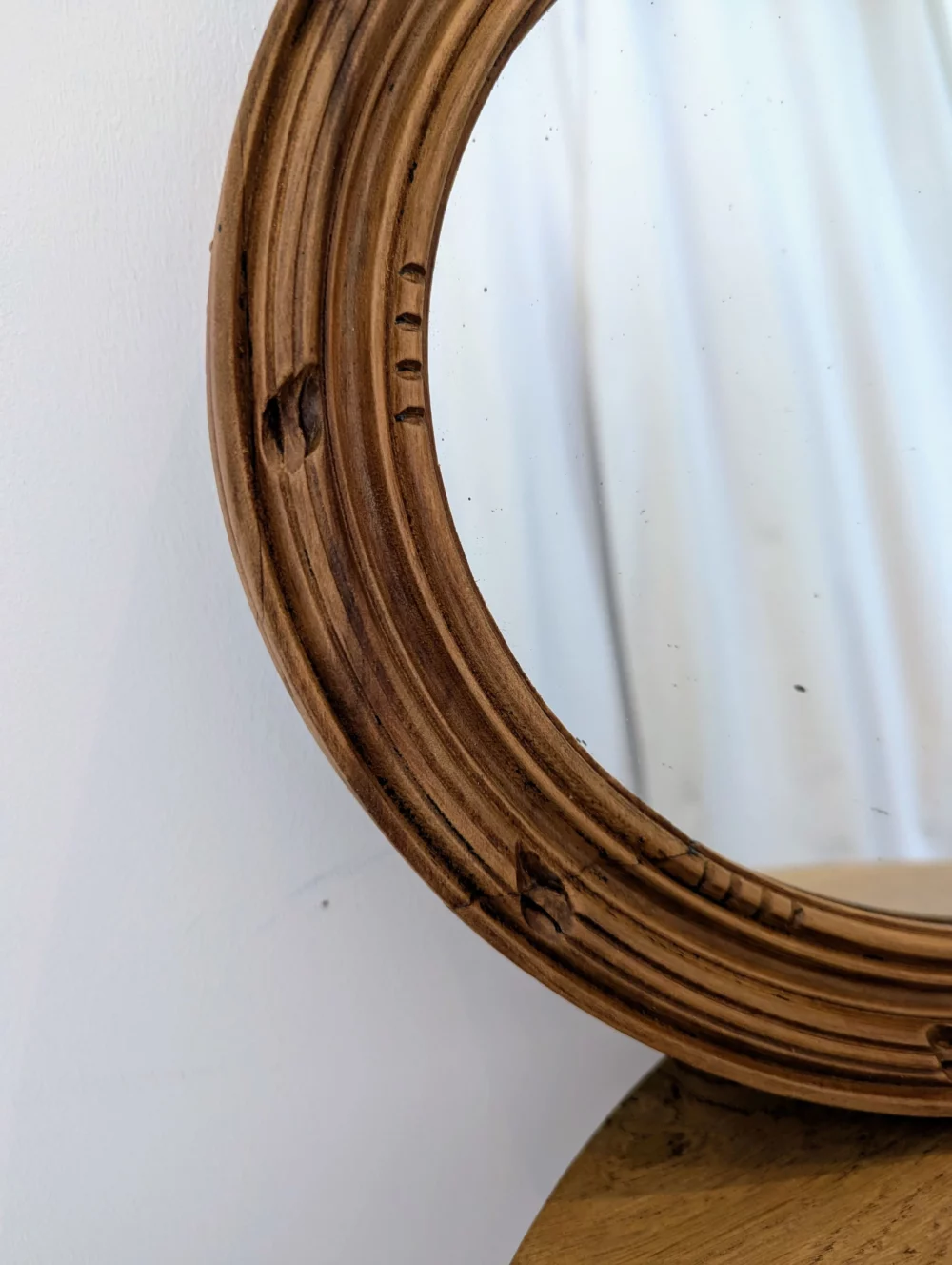 Ancien miroir en bois ovale – Image 6