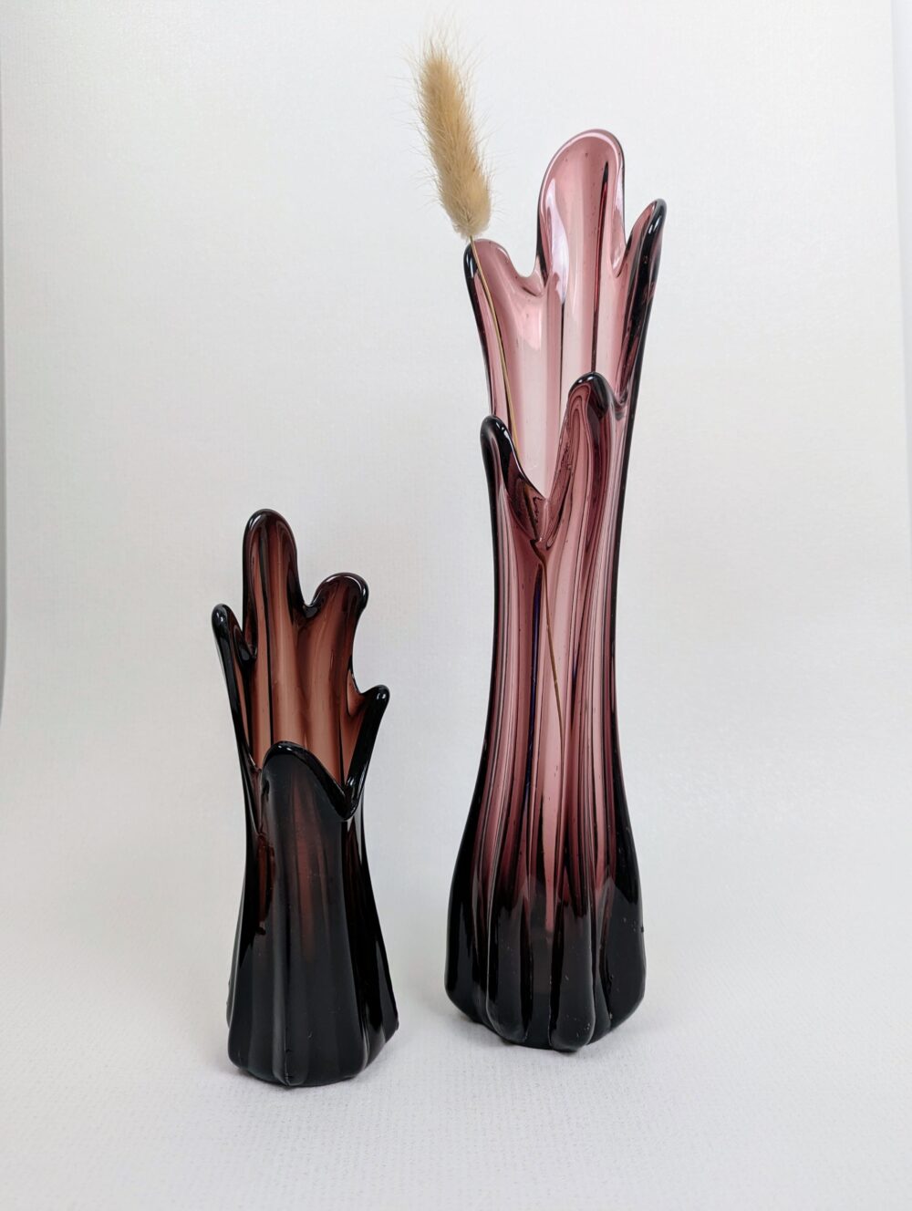 Duo of blown glass vases